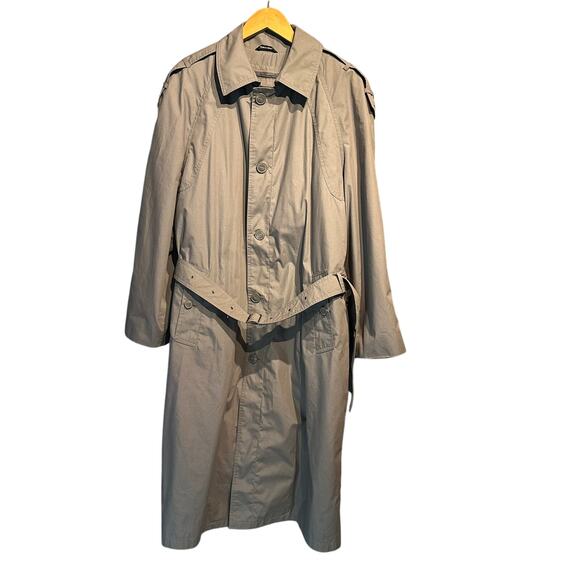 Oleg Cassini Size 38 Regular Gray Trench Coat Removable Lining Vintage - Picture 1 of 16